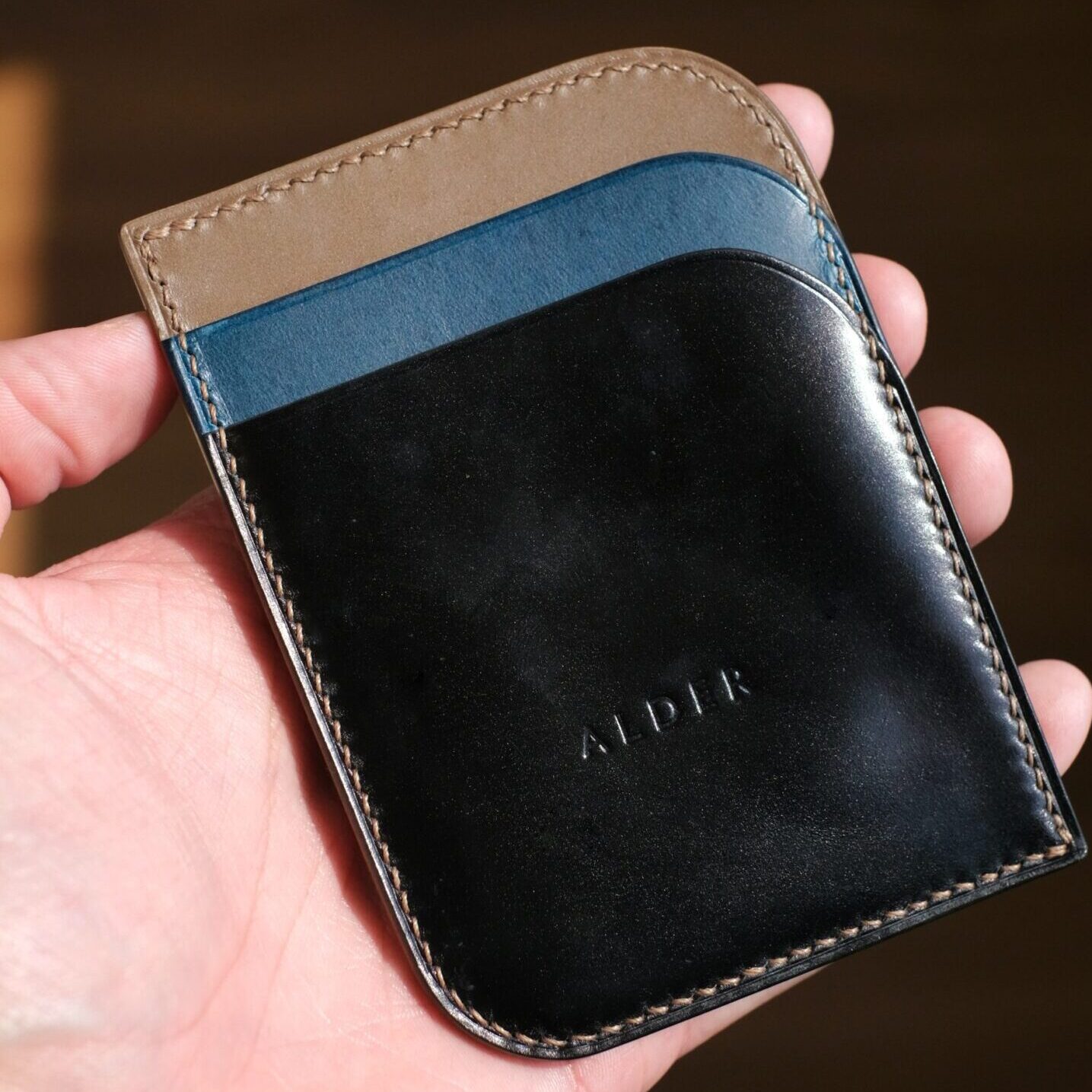 Shell Cordovan Mix Buttero Two-Way Card Holder - Image 1
