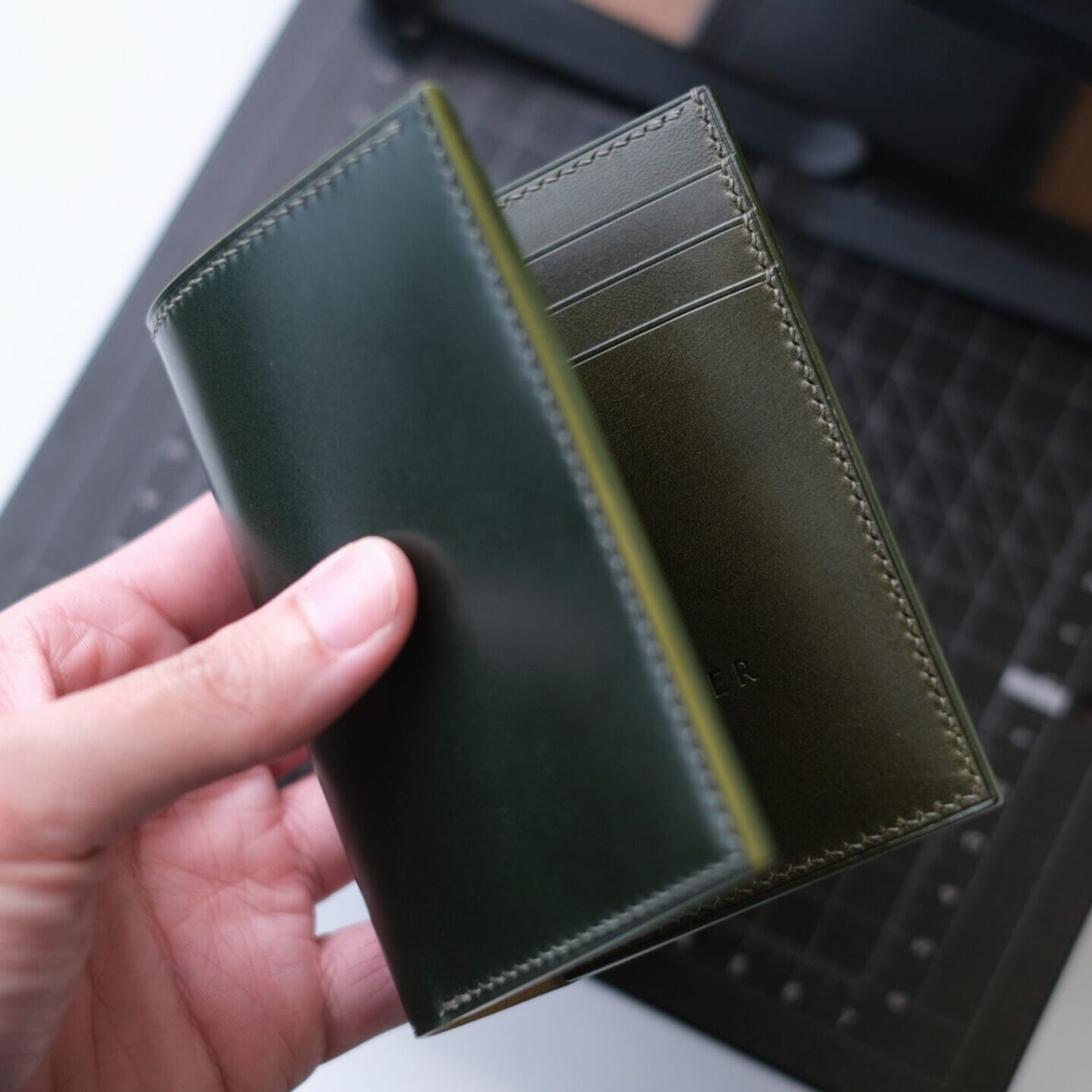Shell Cordovan Mix Buttero Vertical Wallet - Image 1